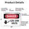 Signmission 120 208 Volts Danger Sign, Aluminum, 10in W x 7in L, 2PK OS-2PACK-DS-A-710-L-1004 - alternate 7